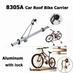 China 8305A Aluminum Bike Carrier Car Top Roof Mount for Travel Carrying One Bike with Lock and Two Tyres Universal for sale