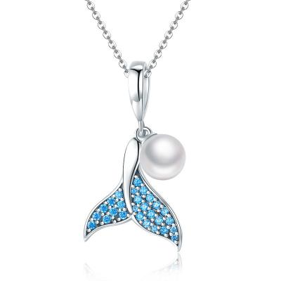 China FASHIONABLE Pearl Charm Bead Shape Mermaid Tail Pendant Necklace For Women for sale