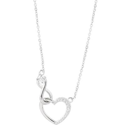 China Trendy Statistical Zircon Zircon Heart Necklace Trendy Ins Silver Plated Micro Pave Heart Infinity Necklace Pendant Jewelry For Women Girls for sale