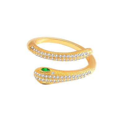 China FASHIONABLE Design Bling Zircon Personalized Snake Ring For Women for sale