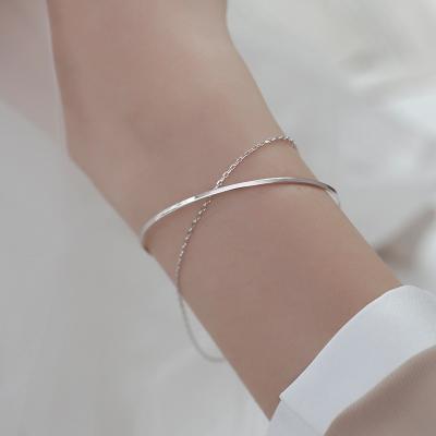 China TRENDY Minimalist Double Layer Chain Geometric Bracelet For Women Jewelry for sale