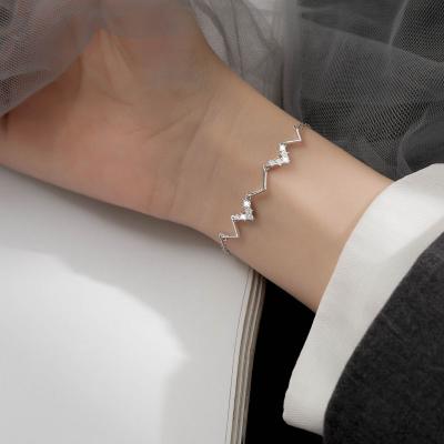 China FASHIONABLE Stylish Link Chain Crystal Letter V Shape Charm Bracelets &Bangle For Women Girls for sale