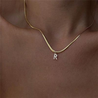 China FASHIONABLE A-Z Alphabet Pendants Necklace Snake Chain Intial 26 Letter Cham Necklace For Women Choker Name Party Jewelry Gift for sale