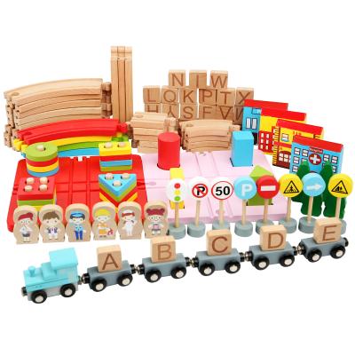 China Wooden Slot Toy OEM/ODM Lernen Train Track Toy Car Track 100pcs Urban Traffic Train Track Toy for sale