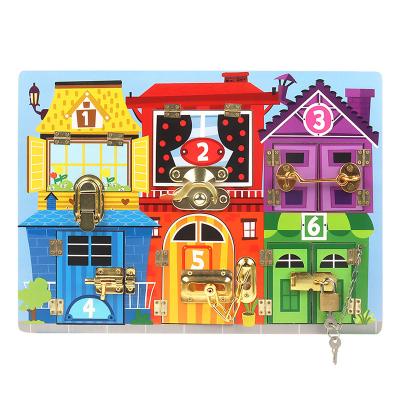 China Colorful Busy Door Latch Toy Children's Colorful Busy Panel Wooden Puzzle Education First Opening Busy Board Toy for sale