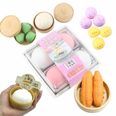 China Emotion OEM TPR Big Simulation Food Steamed Buns Exhale Ball Xiao Long Bao Kneading Le Barbecued Pork Bao Celebrity Net Decompression Toy for sale