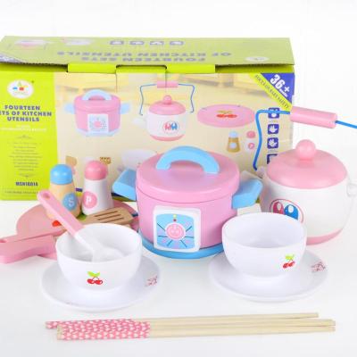 China Happy Metal Kitchen Toys Pretend Cooking Game 14 Piece Set Child Early Education Simulation Kitchen Toys for sale