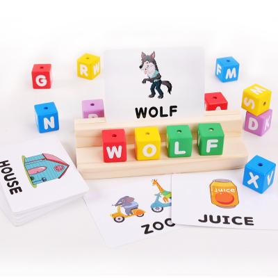 China Column Building Toy Wooden Early Education Rainbow Set Spelling Words Learning Toys Early Educational Toys for sale