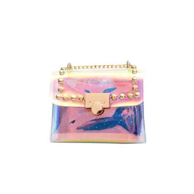 China New Holographic PU Candy Jelly Transparent Pvc Messenger Shoulder Women Clutch Bags Laser Cross - Body Messenger Bag For Women for sale