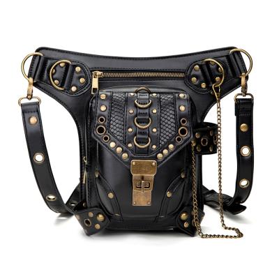 China Steampunk Waist Retro Water Proof Waist Pack Ladies Hip Thigh Motorcycle Holster Women Locomotives Punk Waist Bag for sale