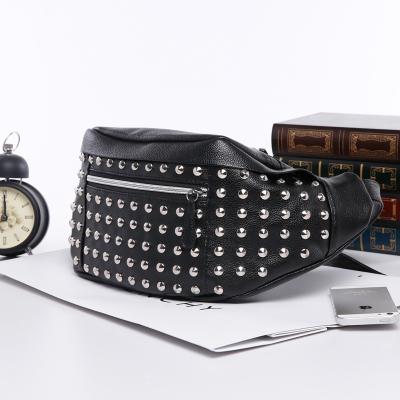 China Rivets Anti-theft Waist Packs Belt Bag Women Cashier Motorcycle Travel Fanny Pack Purse Chest Funny Hip Hop Rock Punk Bag for sale