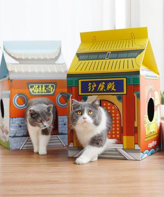 China Cats Milk Box Cardboard Cat Scratcher China Factory Seller Pet Products High Quality Durable Cat House Cat Scratcher for sale