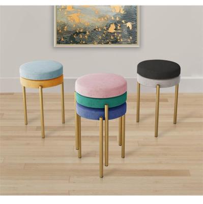 China Low Brass Stainless Steel Lounge Chair Shoe Change Stool (Other) Modern Design Home Furniture Adjustable Velvet Fabric Stools for sale