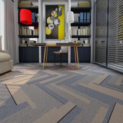 China Rectangle Washable High Quality Nylon Stripe Noise Reduction Commercial Floor Tiles Removable Carpet for sale