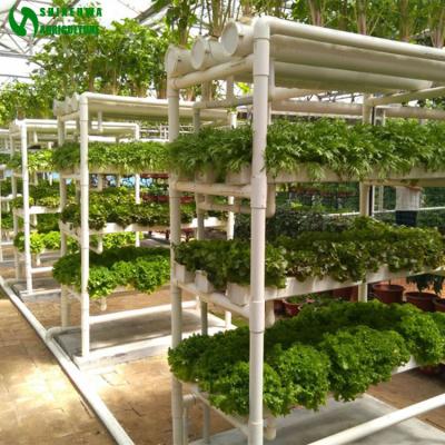 China Easy Growing NFT Hydroponics Systems Multi Layer Vertical Around PVC Pipe Hydroponics For Agricultural Greenhouse for sale