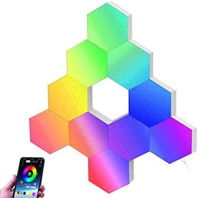 China Modern Creative Flush Touch Modular Game RGB Lamp Hexagonal Assembly Geometry Hexagonal Led Night Light DIY Light for sale