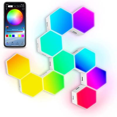 China Modern Hexagonal Wall Lamp 3 PACK Music Color Synchronization Touch Sensor Geometry LED Honeycomb Panels Light Wall Lamp for sale