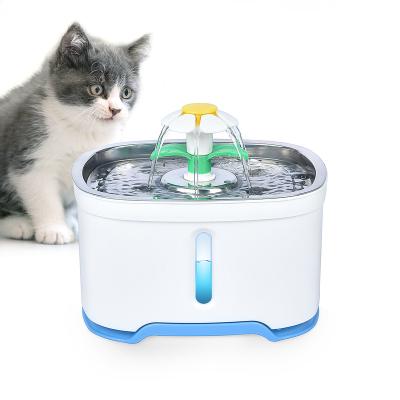 China LED 2.5L Cat Dog Water Dispenser Stainless Automatic Automatic Steel Feeder Pet Drinking Bowl for sale