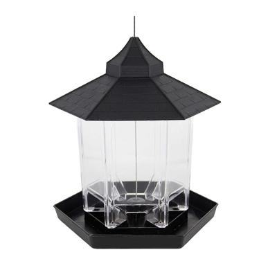 China Sustainable Garden Yard Decoration With Hanging Roof Pet Bird Feeder Hexagon Shaped Outdoor Pet Bowls for sale