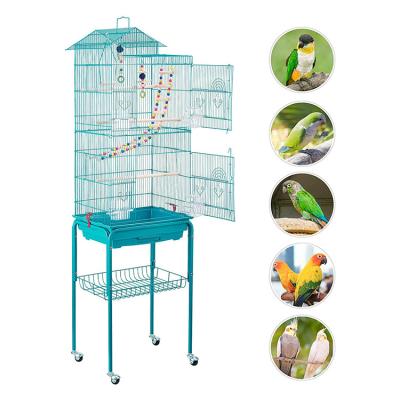 China Large Cozy Stored Foldable Parrot Bird Cage With Multiply Door For Peony Parakeet Pet Living Room for sale