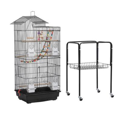 China Stocked Large Movable Bird Cage Metal Stainless Steel With Double Loop Bracket Large Bird Cage Parrot Breeding for sale