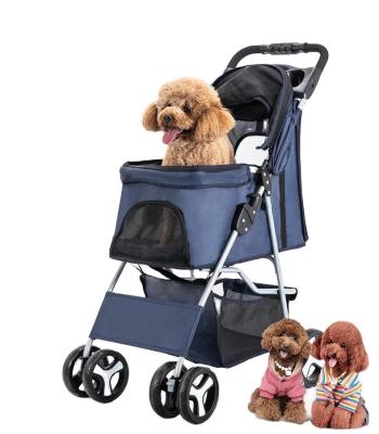 China Fashion Breathable Foldable Pet Cart Large Space For Cats And Dogs Travel Cart for sale