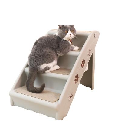 China Pet Dogs and Cats Steps Simple Home Anti-Slip Stair Folding Small Plastic Pet Ladders for sale