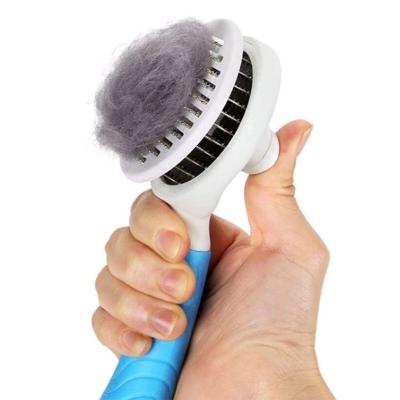 China Pets Self Viable Cleaning Tools Shedding Grooming Hair Comb Removing Mold Slicker Cats Dogs Brushes for sale