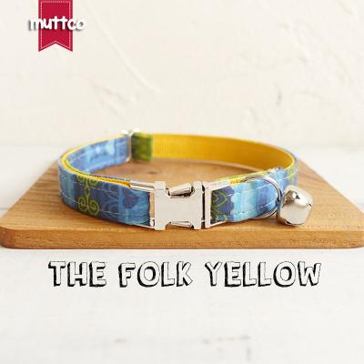 China MUTTCO custom selling high quality handmade retail collar with bow tie FOLKLORE YELLOW cat collar 2 sizes UCC024 for sale