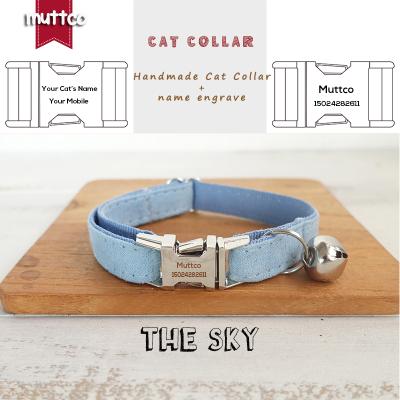 China MUTTCO Viable Retailing Handmade Engraved Metal Buckle Cat Collar SKY 2 Sizes Cat Collar UCC032 for sale