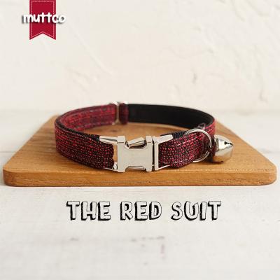 China MUTTCO personalized retailing collar handmade beautiful RED COSTUME design cat collar 2 unique sizes UCC006 for sale