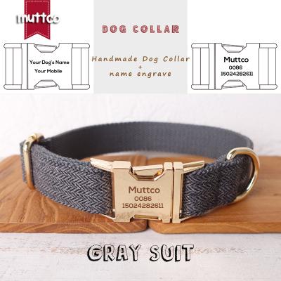 China Unique MUTTCO Dog Viable Engraving collarGRAY SUIT Convenient To Walk Dog Leash Accessory For Small Medium Large Dog 5 Size UDC120J for sale