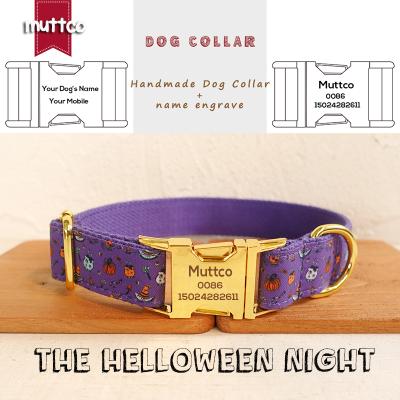 China MUTTCO Viable Individual Customized Pet Supplies HELLOWEEN NIGHT Resistance To Bite Dog Collar Leash Puppy Accessory 5 Size UDC091B for sale