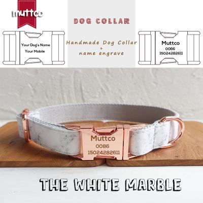 China MUTTCO Viable Individual Customized Pet Supplies WHITE MARBLE Resistance To Bite Dog Collar Leash Puppy Accessory 5 Sizes UDC085M for sale