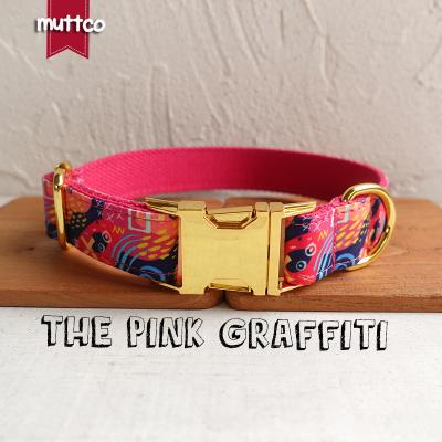 China MUTTCO custom selling special retail self-design the ROSE GRAFFITI dog collar high quality handmade 5 sizes UDC063B for sale