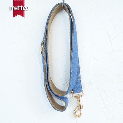 China MUTTCO custom selling self-design retail collar handmade mazarine and brown 5 size dog JEANS collar leash UDC035J for sale