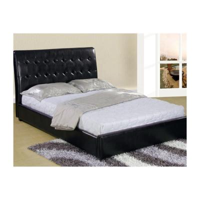 China Modern and comfortable fashion luxury black button design PU synthetic leather bed adjustable (height) for sale