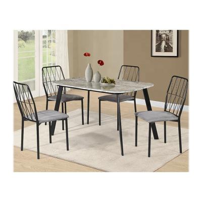 China Modern Style Marble Top Metal Dining Table And Chair Sets (Height) Adjustable for sale