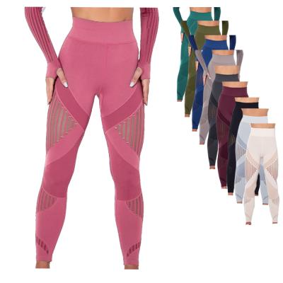 China 2022 Breathable New Design Stacked Stretchy Yoga Legging Mesh Waist Leggings Seasum Women Yoga Pants High Tummy Control With Custom Logo for sale