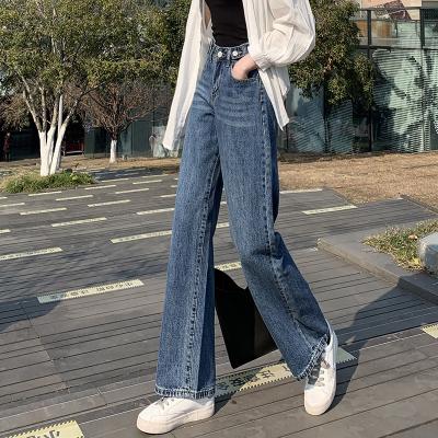 China QUICK DRY Drop Shipping Wholesale Korean Fashion Women's Autumn Slim Straight Jeans Fitted Long Denim Pant For Ladies Woman Jeans Pants for sale