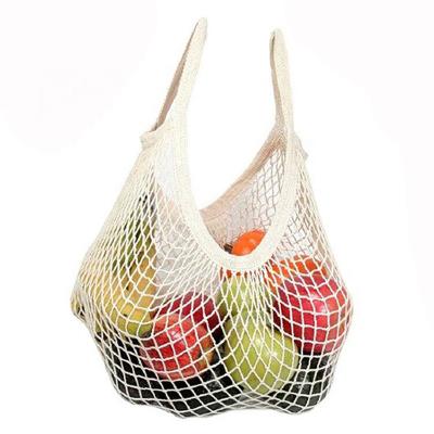 China Ecology Handled Biodegradeable Cotton Grocery Bags Vegetables And Fruit Bags Reusable Cotton Mesh Tote Bag for sale