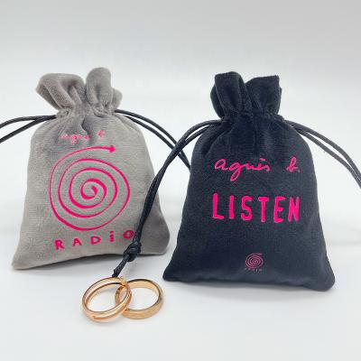 China Custom Logo Pouch Bags Small Gift Pouch For Ring Storage Velvet Jewelry Drawstring Personality Drawstring for sale