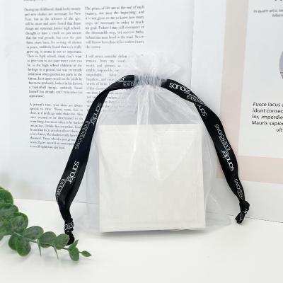 China Recyclable Jewelry Gift Bags Wholesale Custom Luxury Ribbon Organza Jewelry Chiffon Bag Drawstring Pouch Large With Logo for sale