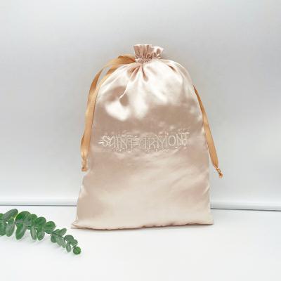 China Promotion luxury satin dust bag silk drawstring bag for handbags and purses embroidered pocket silk handbag for sale