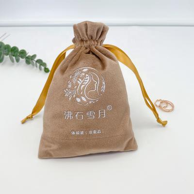 China Customized Logo Printed Diamond Necklace Velvet Jewelry Pouch Perfume Drawstring Return Velvet Dust Bag Pull Bags for sale