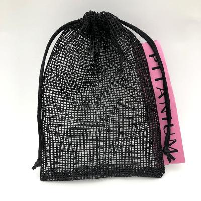 China Small Recyclable Cotton Mesh Drawstring Mesh Pouch Bag with Groceries for sale