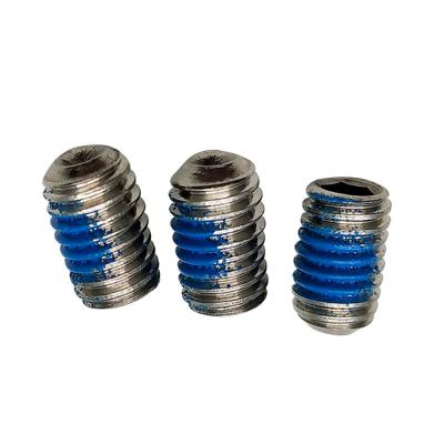 China HEX #0-80 #2-56 #4-40 #6-32 #8-32 SS304 Nylon Thread Locking Cup Point Hex Socket Wormless Head Set Screw for sale