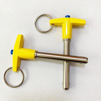 China Yellow Button Quick Release Ball Lock Machine 8*50mm Handle T Type Pin for sale