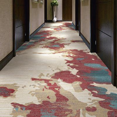 China Abstract Printed Pattern Custom Model Hotel Room Hallway Anti-Slip Machine Made Carpet for sale