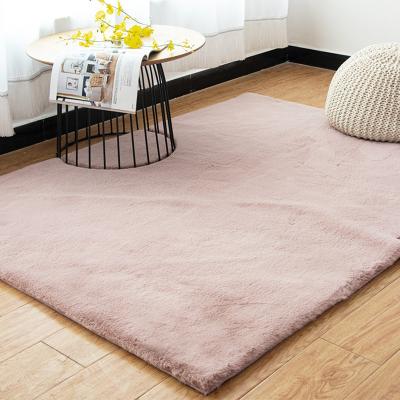 China Abstract Pattern Pink Faux Fur Rabbit Rug Soft Long Pile Shaggy Carpet for Living Room for sale